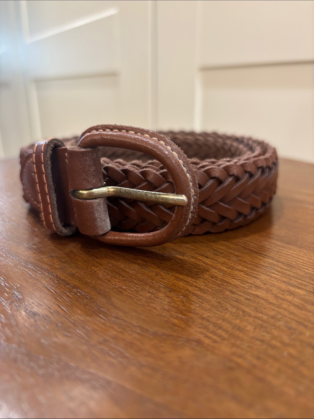 Brown Braided Leather Belt